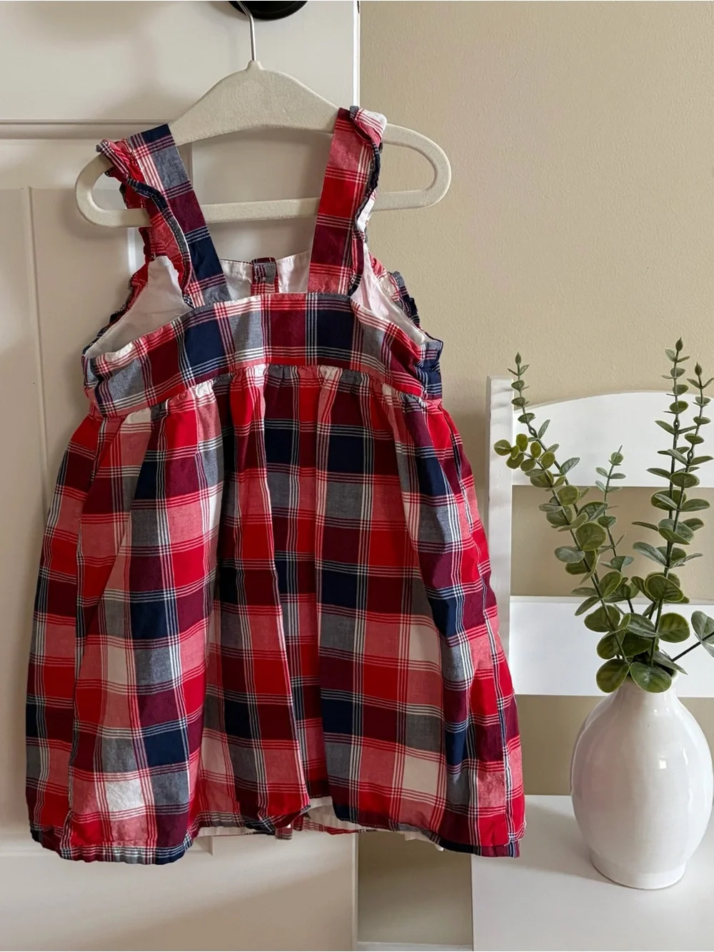 OshKosh B'gosh Red, Navy & White Plaid Button-Front Skirted Dress